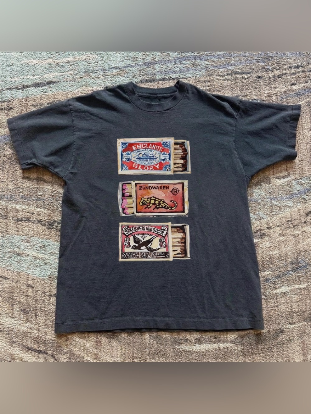 Englands Glory Matchbox Vintage Black Graphic T-Shirt, Game Day Sports Tee